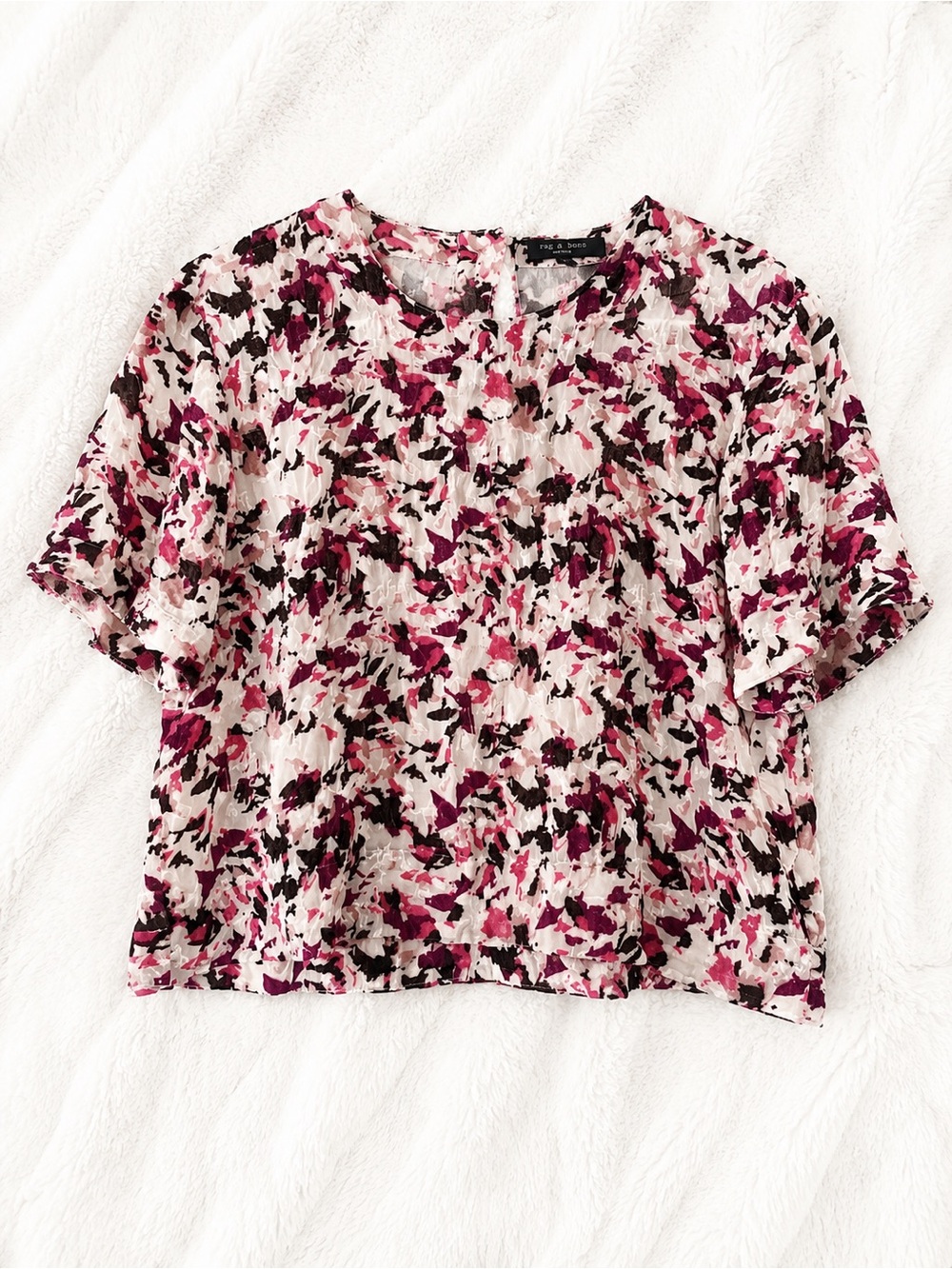 rag & bone Pink Floral Short Sleeve Blouse